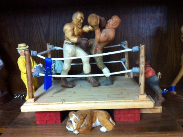 boxing wood carving